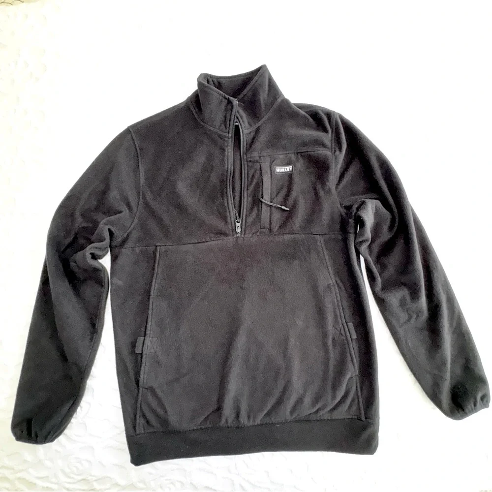 Hurley Black Quarter-Zip Fleece Pullover Jacket